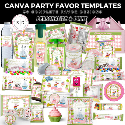 Alice In Wonderland Birthday Party Favor Templates Bundle