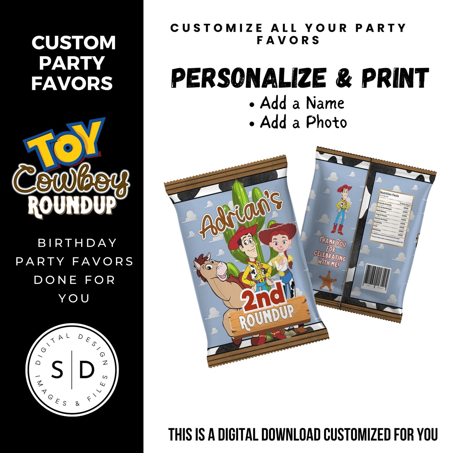 Toy Cowboy Roundup Digital Party Favor DFY