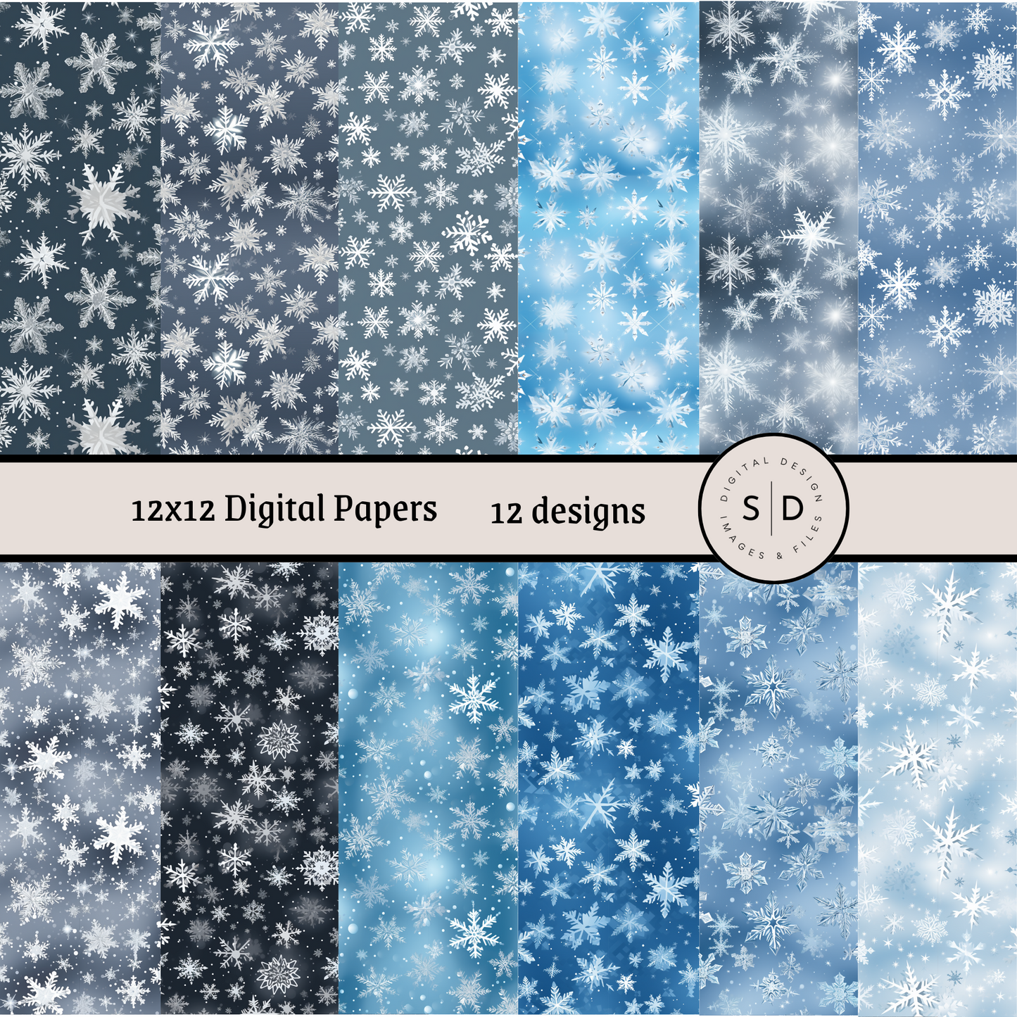 Christmas Snowflake Vol 1 Blue Seamless Digital Papers