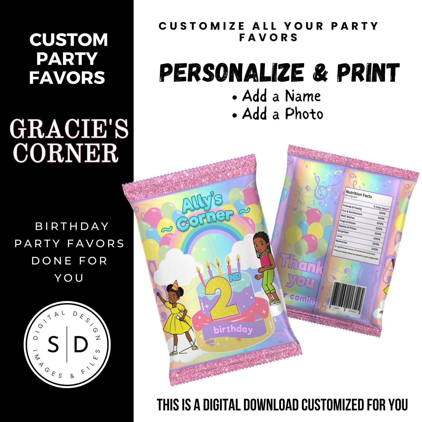 Gracie's Corner Birthday Party Favors DFY