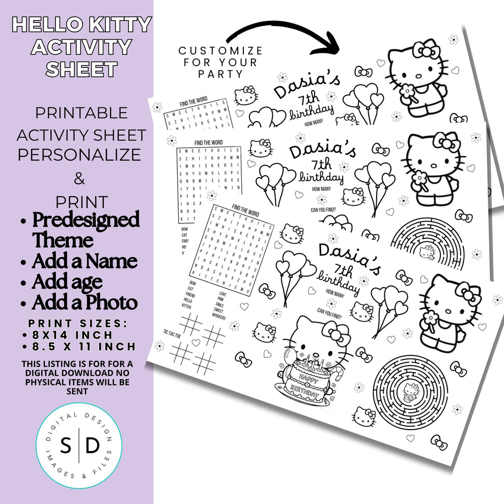 Hello Kitty Birthday Party Activity Sheet – Stockpile Digital