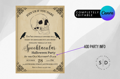 Spooktacular Halloween Vintage Party Invitation