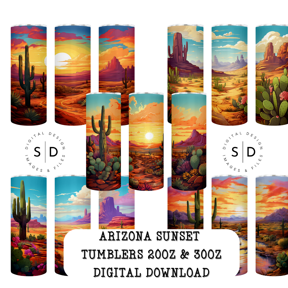 Arizona Landscape Sunset Tumbler Wrap Designs Bundle