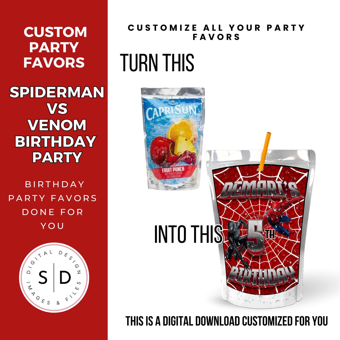 Spiderman Vs Venom Party Favors DFY