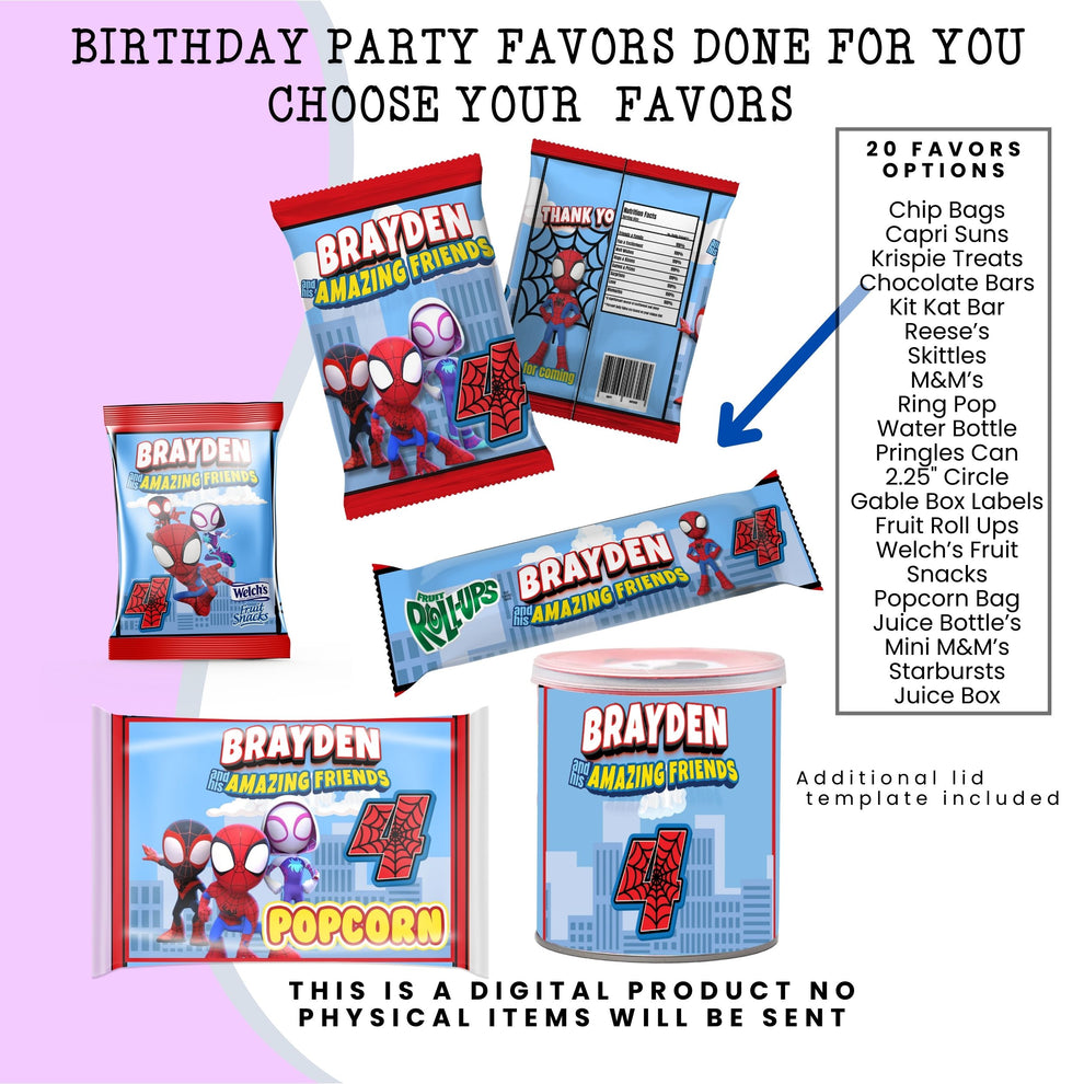Spidey & Friends Birthday Party Favors DFY Stockpile Digital