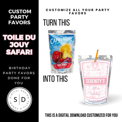 Toile du Jouy Safari Party Printable Favor Designs DFY