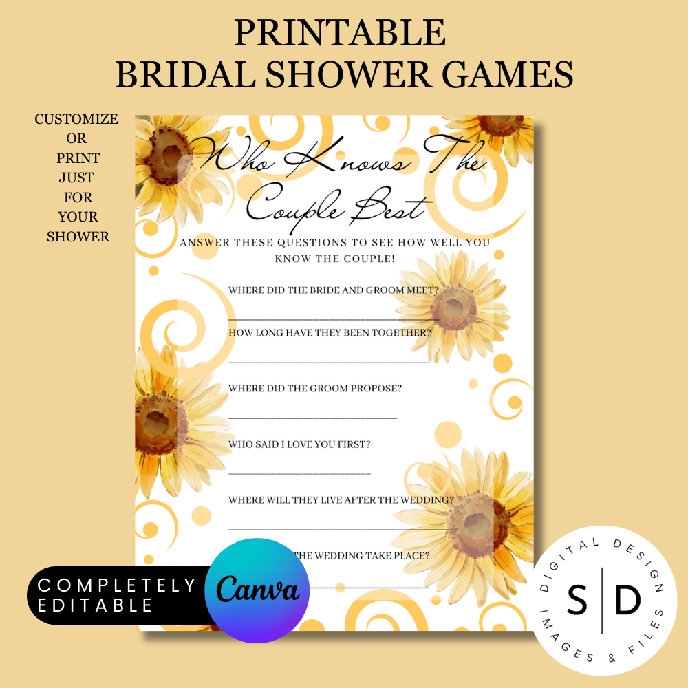 Sunflower Bridal Shower Games