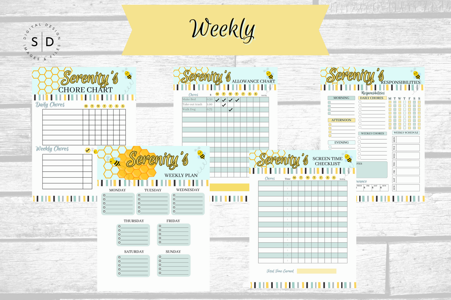 Bumble Bee Chore Chart Bundle