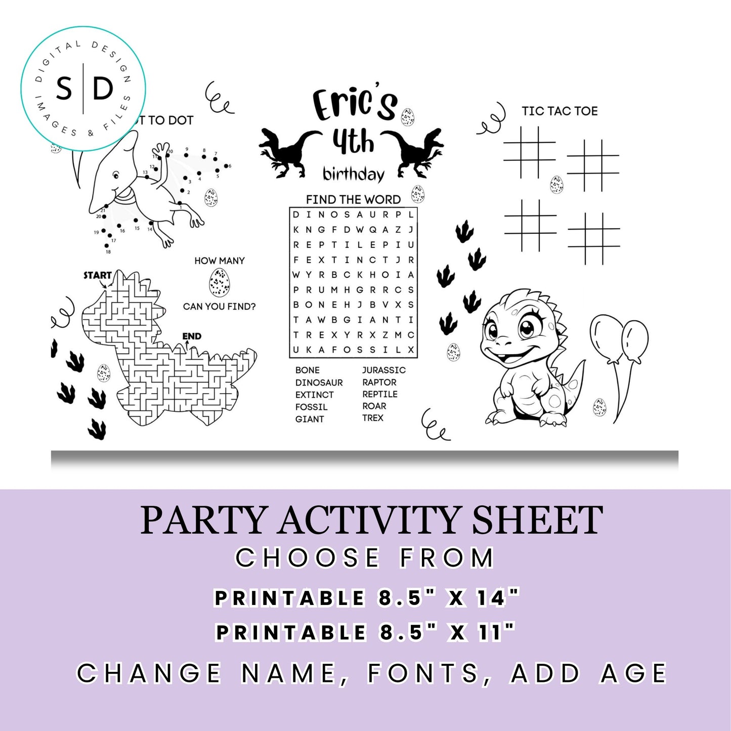 Dinosaur Party Activity Sheet