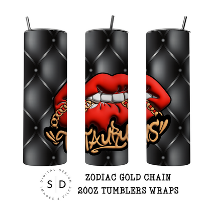3D Gold Chain Zodiac Tumbler Wrap Bundle