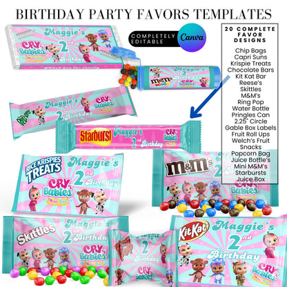 Cry Babies Magic Tears Birthday Party Favors Templates Bundle