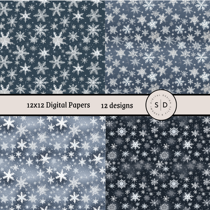 Christmas Snowflake Vol 1 Blue Seamless Digital Papers