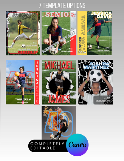 Soccer Player Trading Card Templates Bundle