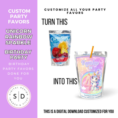 Unicorn Rainbow Sparkle Party Favors DFY