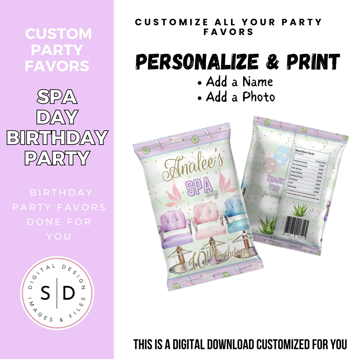 Spa Day Birthday Party Favors DFY