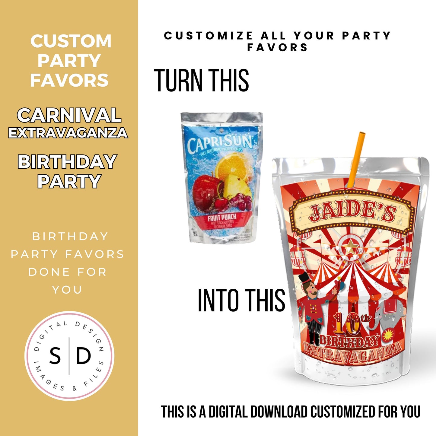 Carnival Extravaganza Birthday Party Favors DFY