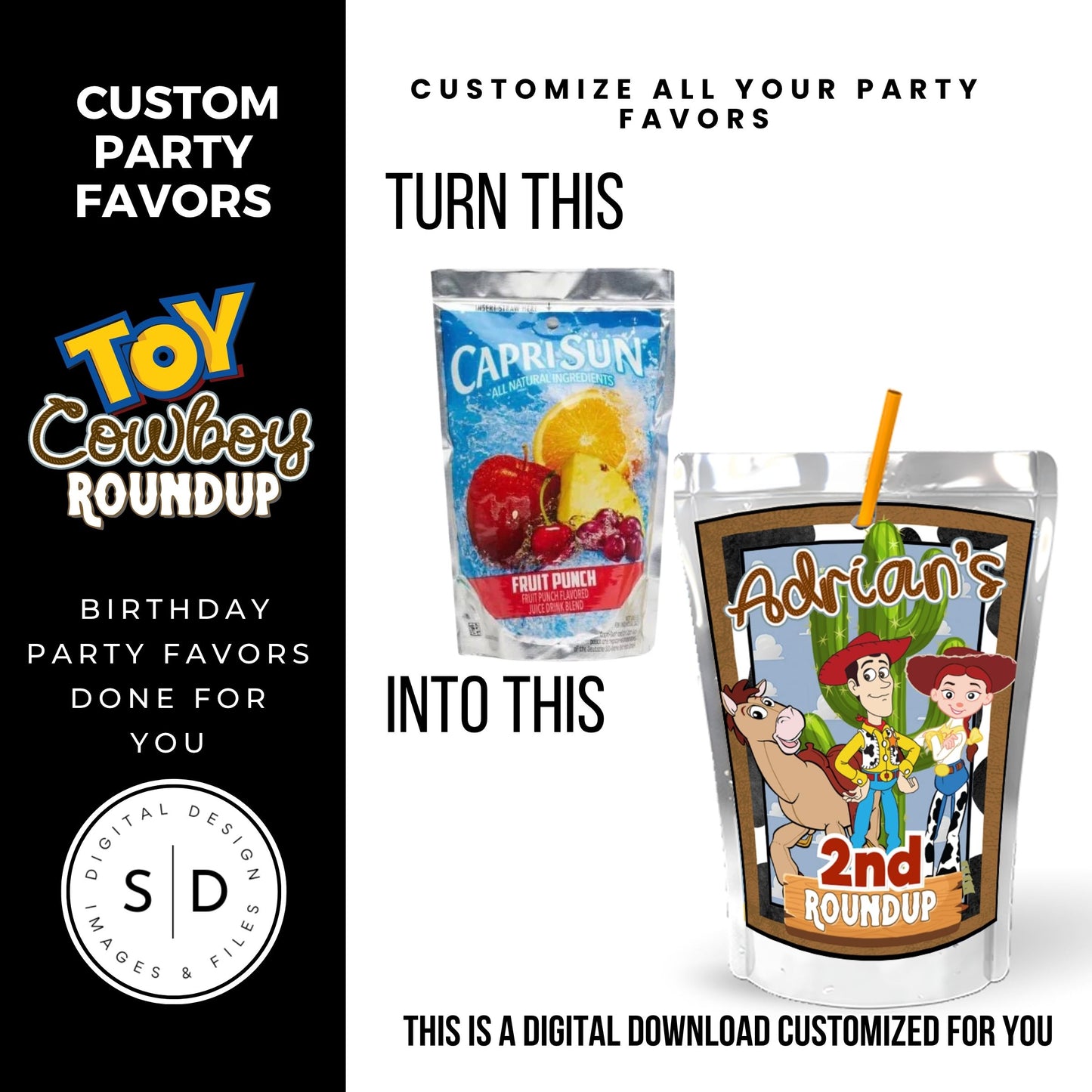 Toy Cowboy Roundup Digital Party Favor DFY