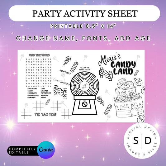 Candy Land Birthday Party Activity Sheet