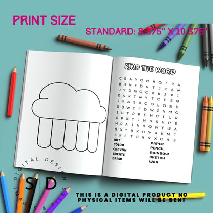 Crayon Birthday Fun Coloring Book Printable PDF CANVA DIY