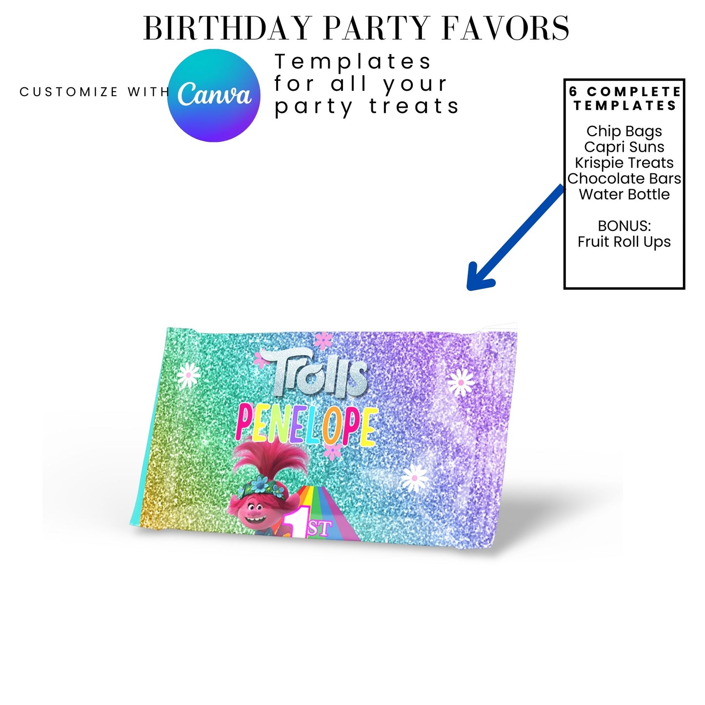 Trolls Party Favor Templates Bundle