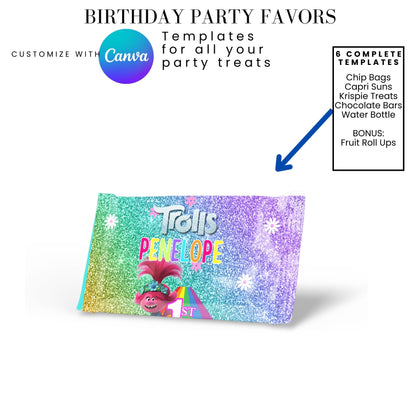 Trolls Party Favor Templates Bundle