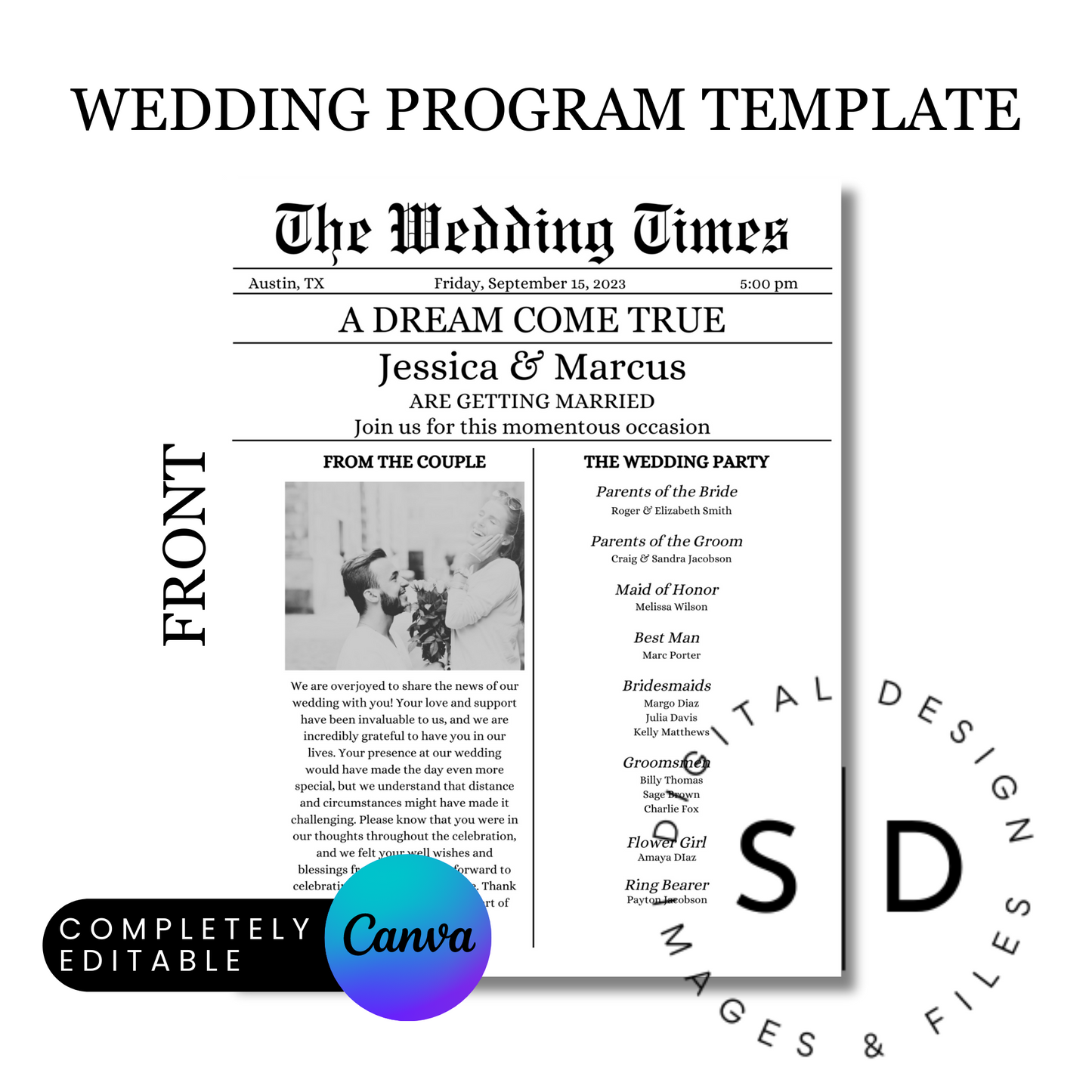 Newspaper Wedding Program Template