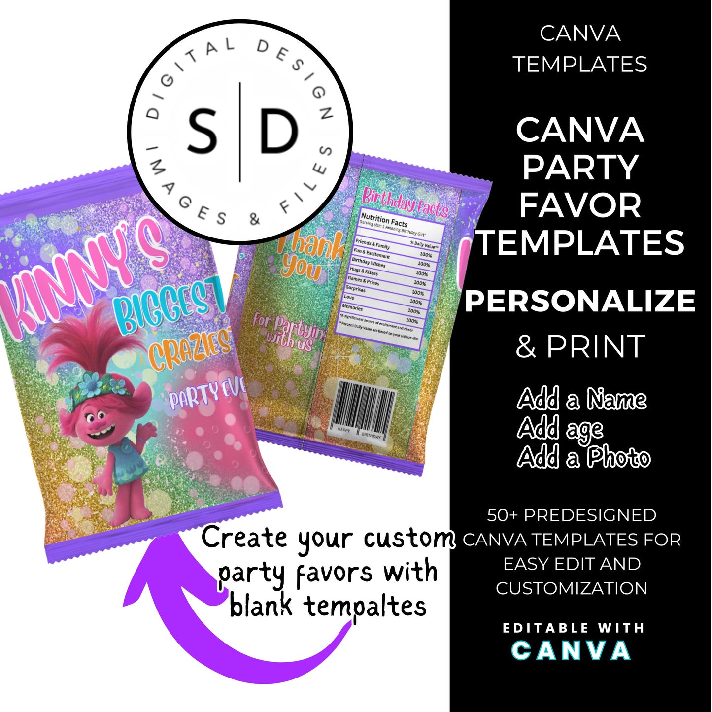 Canva Template Party Favors Bundle - Create Your Unique Event Favors!