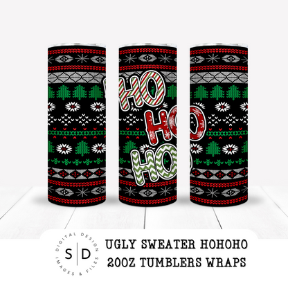 Ugly Christmas Sweater HoHoHo Tumbler Wrap