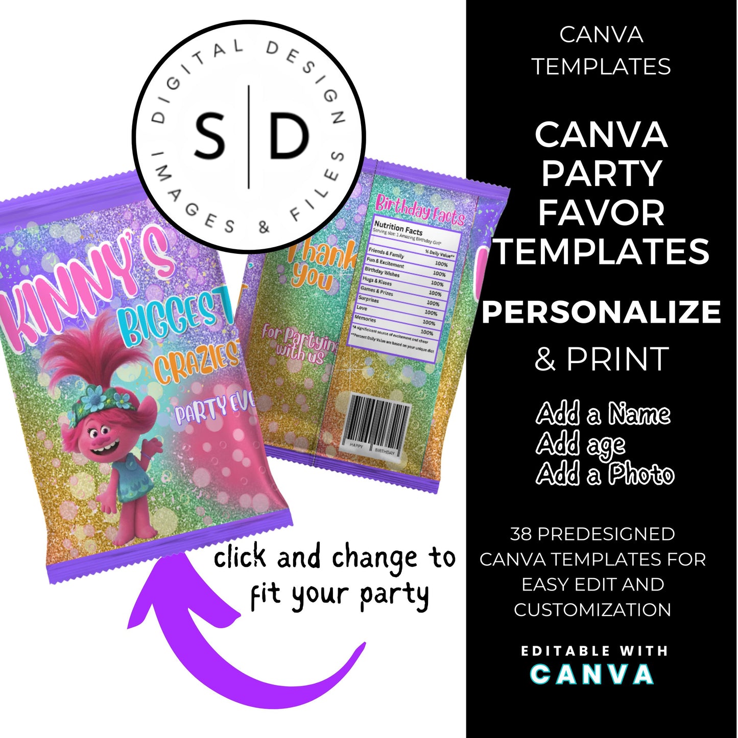 Trolls Craziest Party Favor Templates Bundle