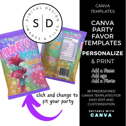 Trolls Craziest Party Favor Templates Bundle