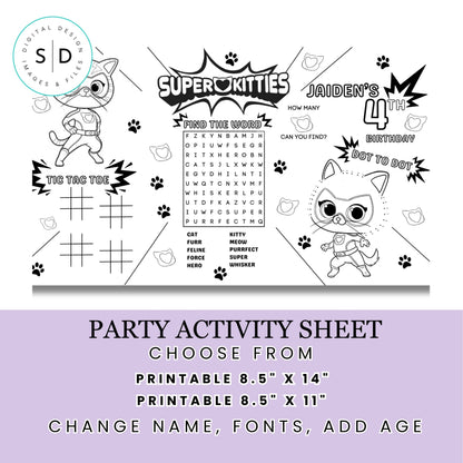 Super Kitty Party Activity Sheet