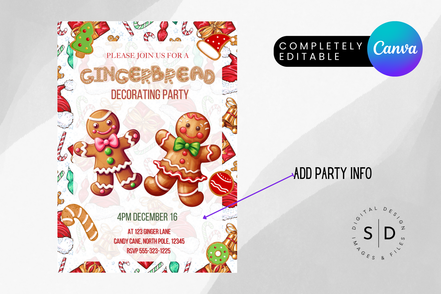 Gingerbread Decorating Party Invitation