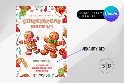 Gingerbread Decorating Party Invitation