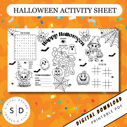 Halloween Kids Party Activity Sheet