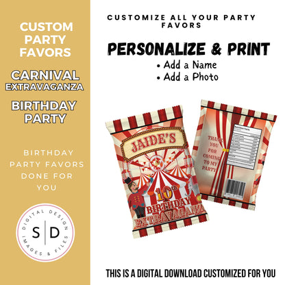 Carnival Extravaganza Birthday Party Favors DFY