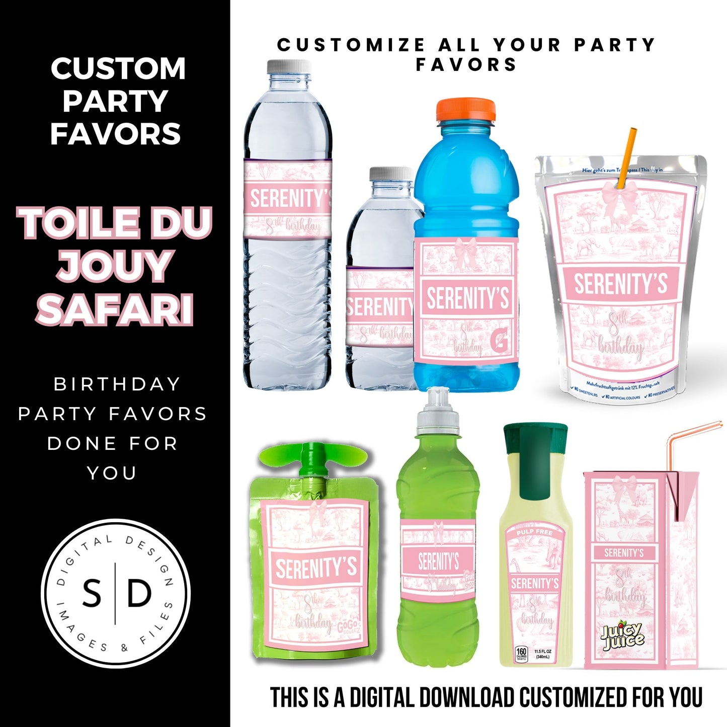 Toile du Jouy Safari Party Printable Favor Designs DFY