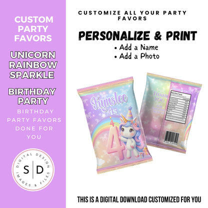 Unicorn Rainbow Sparkle Party Favors DFY