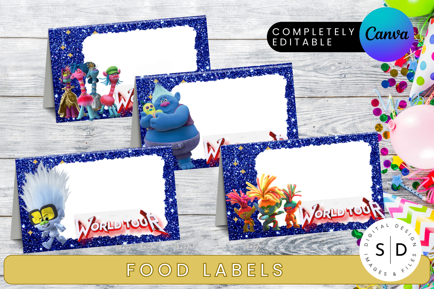 Trolls World Tour Birthday Party Templates Bundle