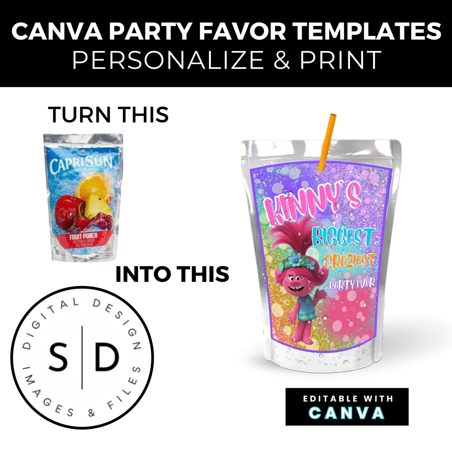 Trolls Craziest Party Favor Templates Bundle