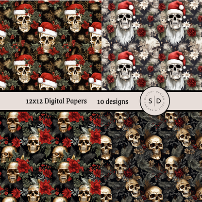 Skeleton Christmas Seamless Digital Papers