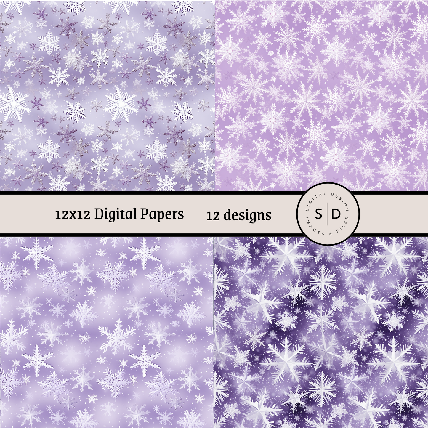 Christmas Snowflake Vol 2 Purple Seamless Digital Papers