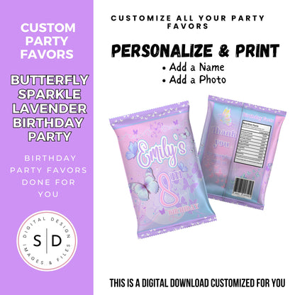 Butterfly Sparkle Lavender Birthday Party Favors DFY