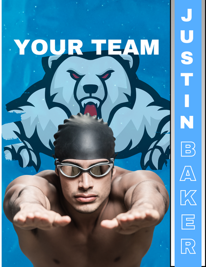 Swimmer Trading Card Templates Bundle