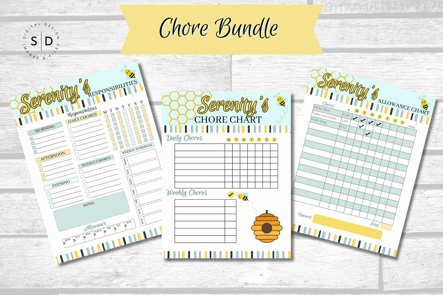 Bumble Bee Chore Chart Bundle