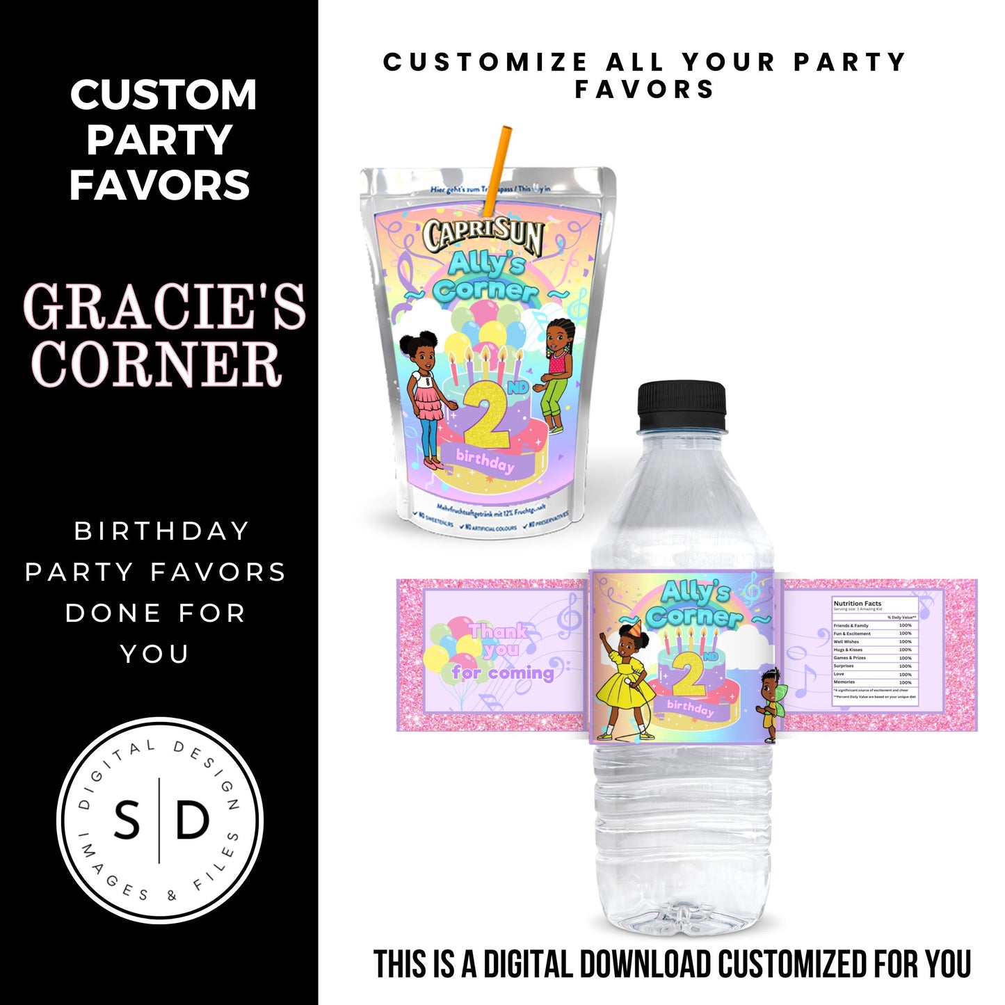 Gracie's Corner Birthday Party Favors DFY