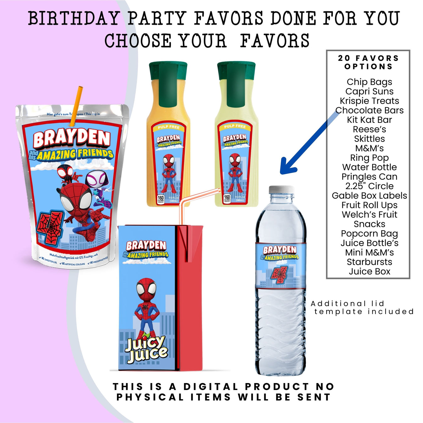 Spidey & Friends Birthday Party Favors DFY Stockpile Digital