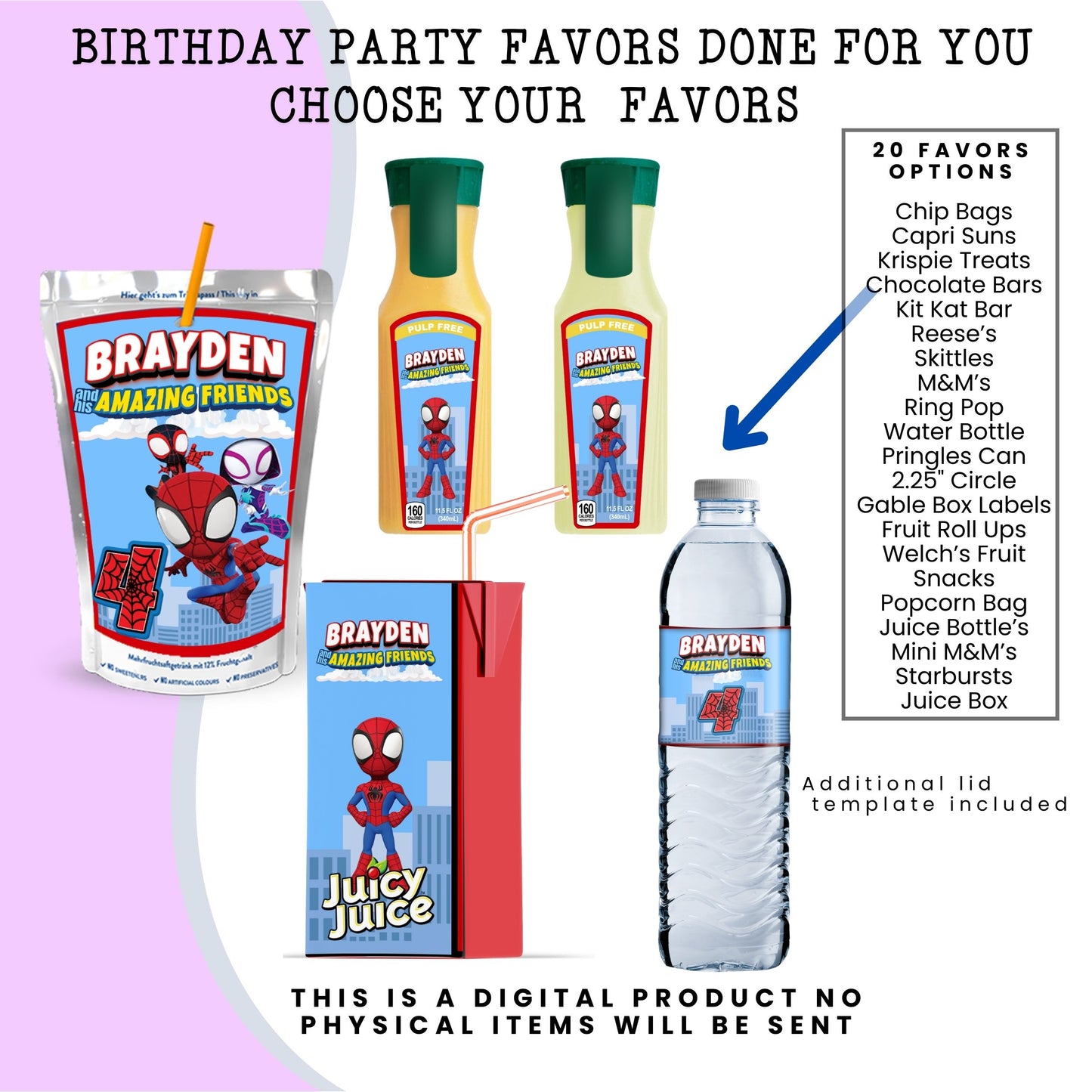 Spidey & Friends Birthday Party Favors DFY