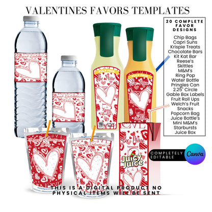 Hearts Valentines Party Favors Templates Bundle