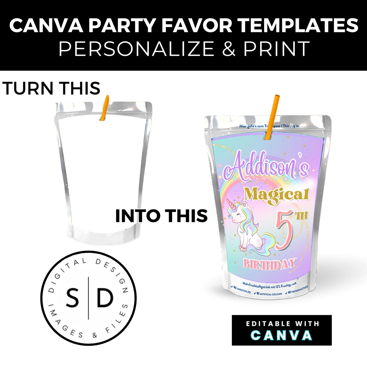 Canva Template Party Favors Bundle - Create Your Unique Event Favors!