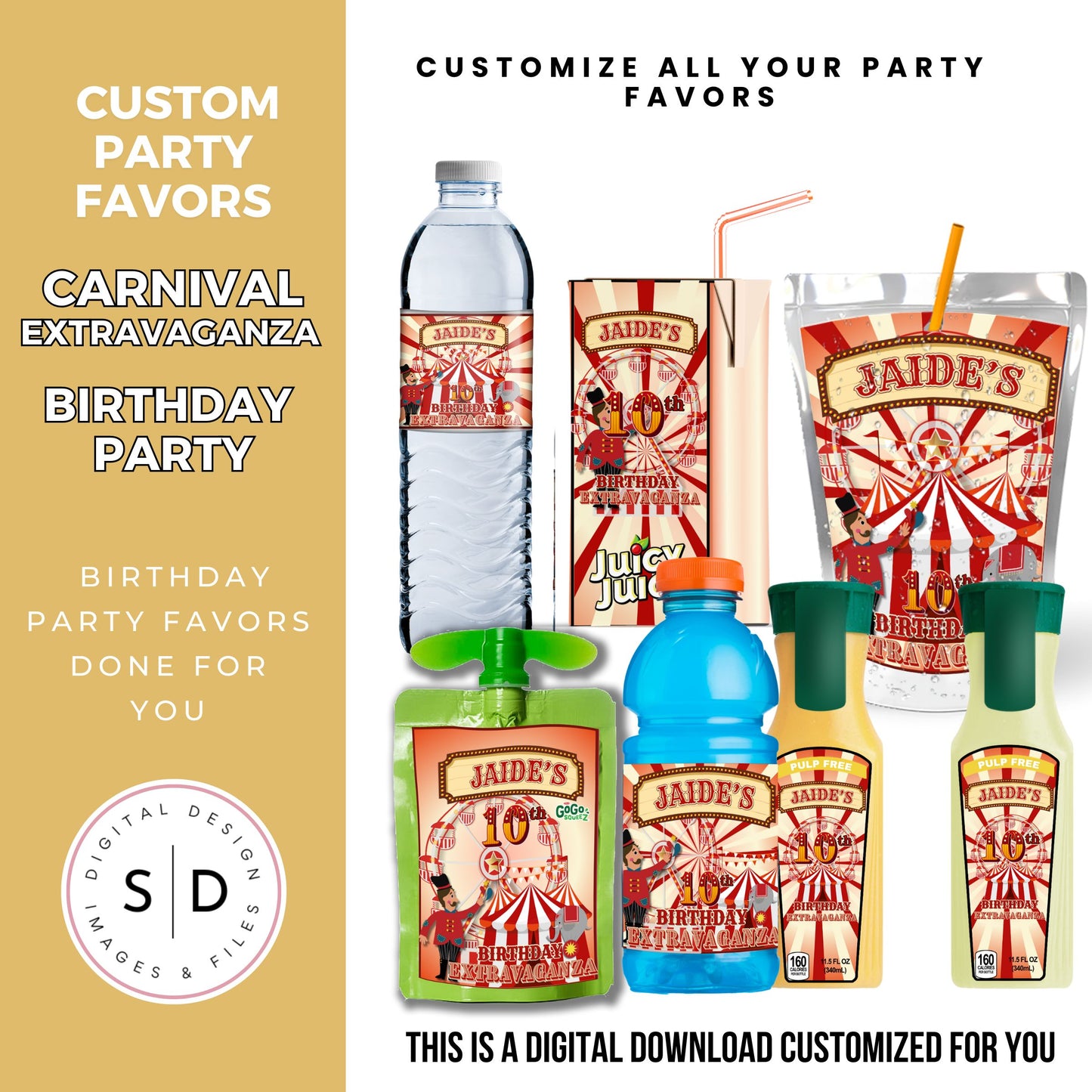 Carnival Extravaganza Birthday Party Favors DFY